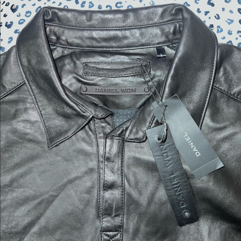 DAVID WON brand new perforated leather polo top